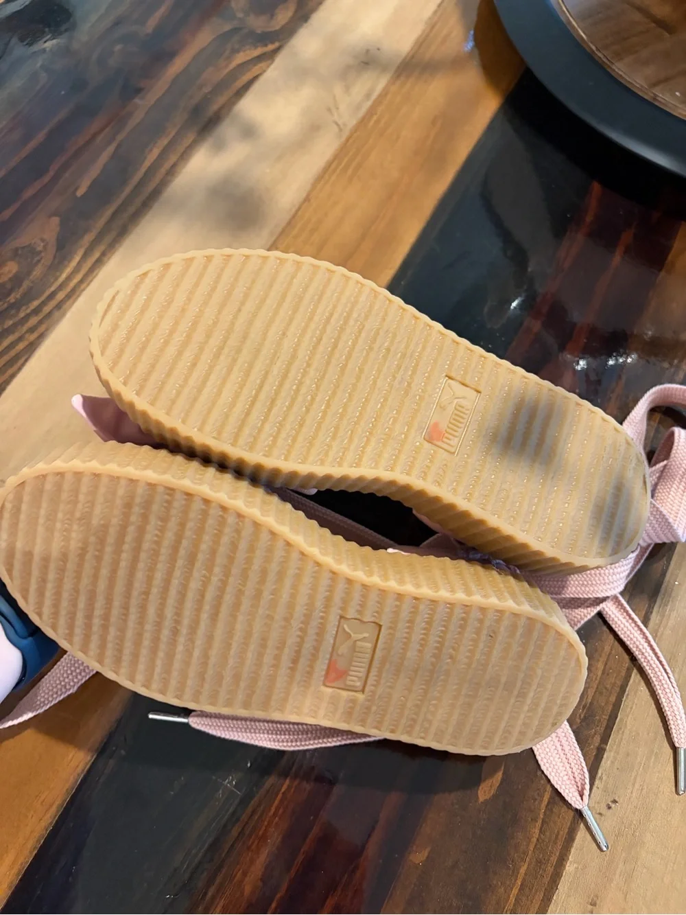 Puma real leather Women’s Pink Wrap-Ankle Platform Sandals